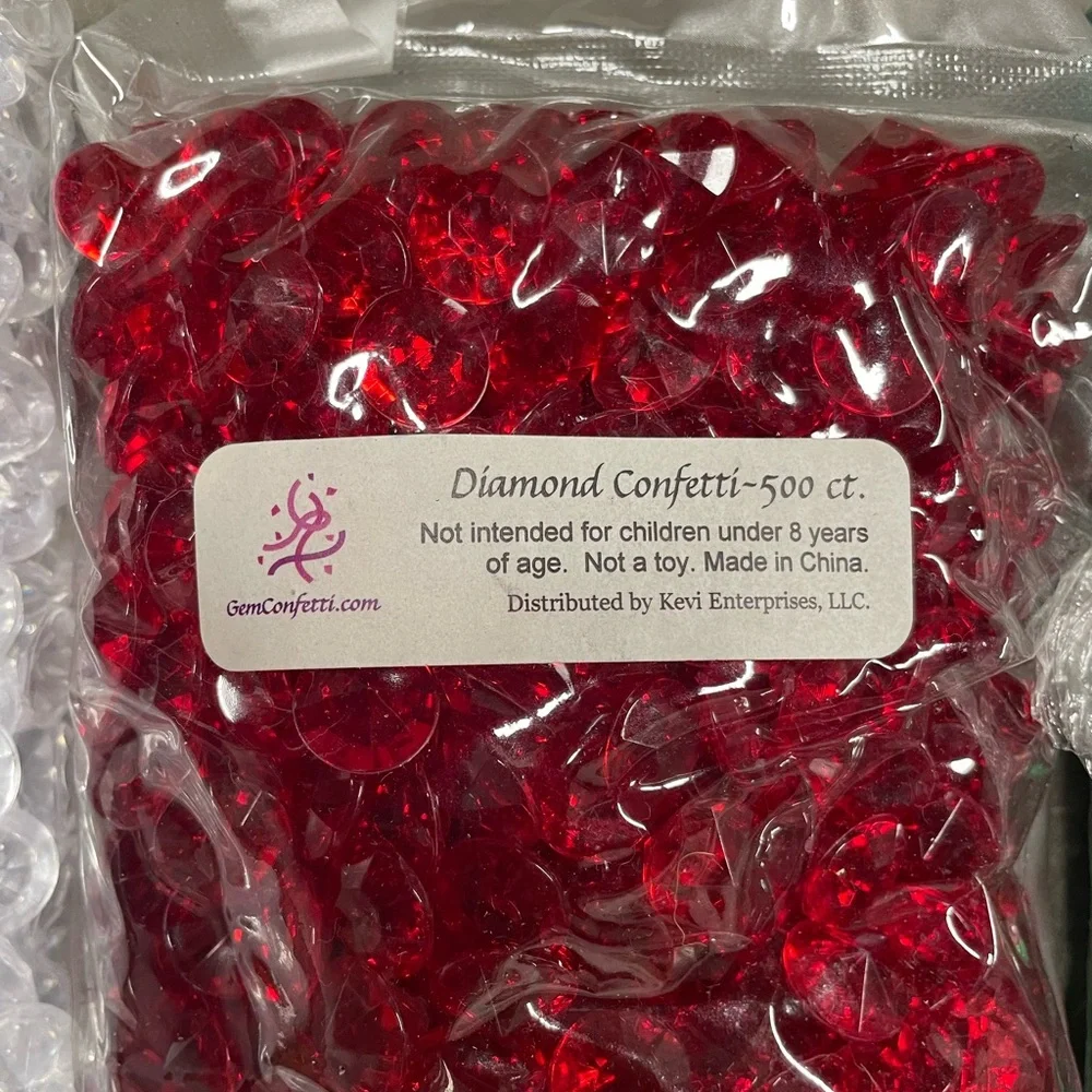 Diamond Confetti 10 Carat 10 Packets of 500 In Clear, Ruby, Emerald, Red, Yellow - Picture 3 of 7